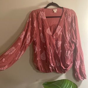 mossimo crossed top pink floral